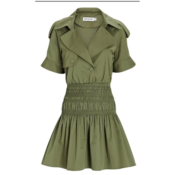 Self-Portrait Olive Green Mini Dress - Picture 1 of 10